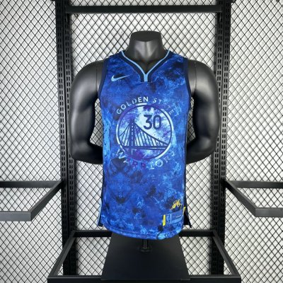 NBA 30 Stephen Curry Golden State Warriors Honor Edition Maillot bleu